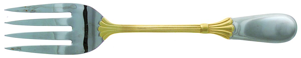 Prince of Wales-Gold Accent (Stainless) Solid Serving Fork by Retroneu-1