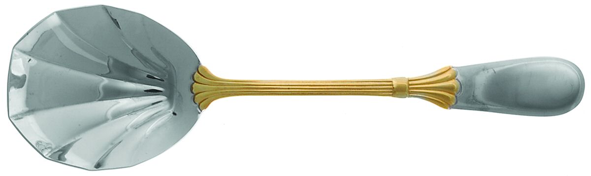 Prince of Wales-Gold Accent (Stainless) Solid Serving Spoon by Retroneu-1