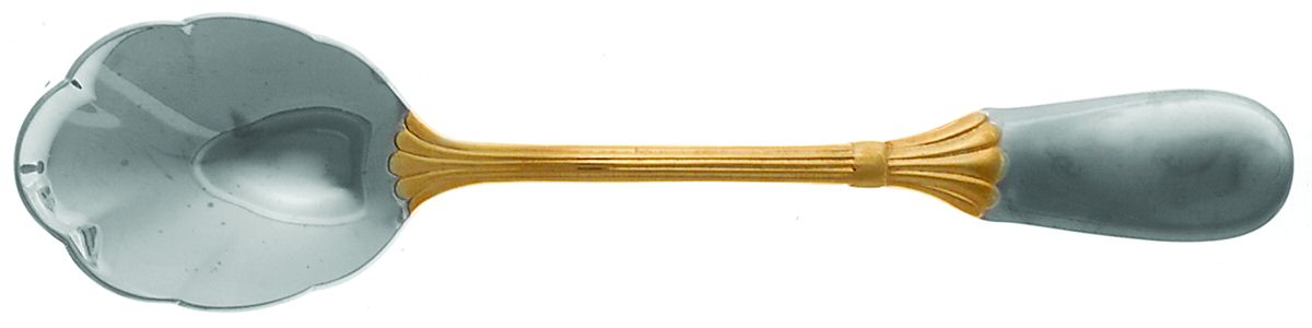 Prince of Wales-Gold Accent (Stainless) Sugar Shell Spoon by Retroneu-1