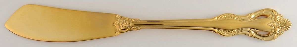 Regence (Gold Electroplate) Flat Handle Master Butter Knife by Retroneu-1