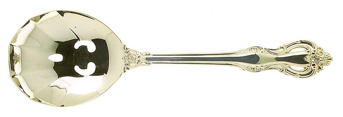 Regence (Gold Electroplate) Pierced Solid Serving Spoon by Retroneu-1