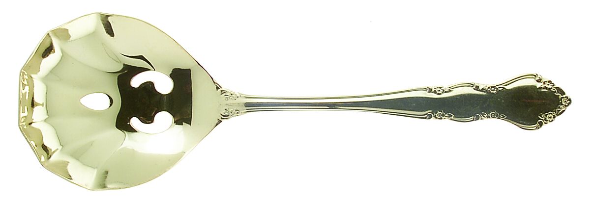 Starlight Gold (Gold Electroplate) Pierced Solid Serving Spoon by Retroneu-1