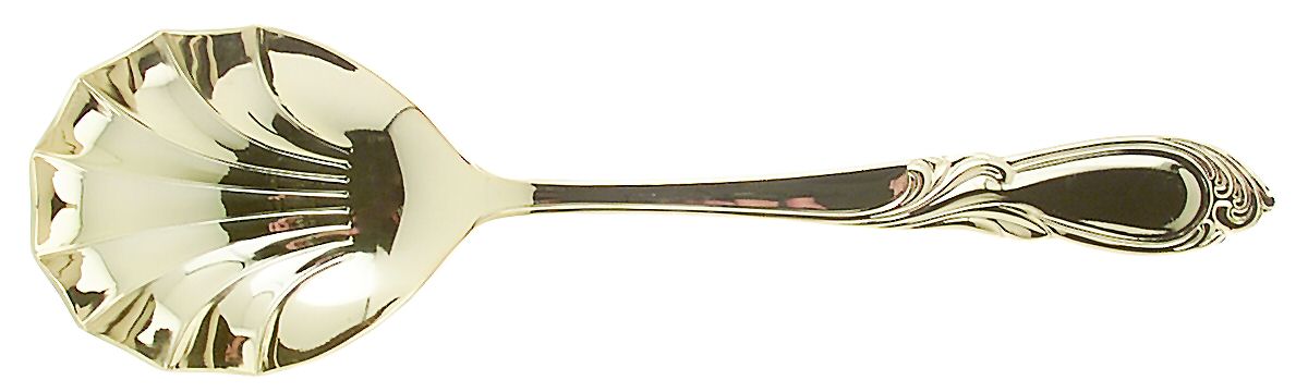 Stephanie (Gold Electroplate) Solid Serving Spoon by Retroneu-1