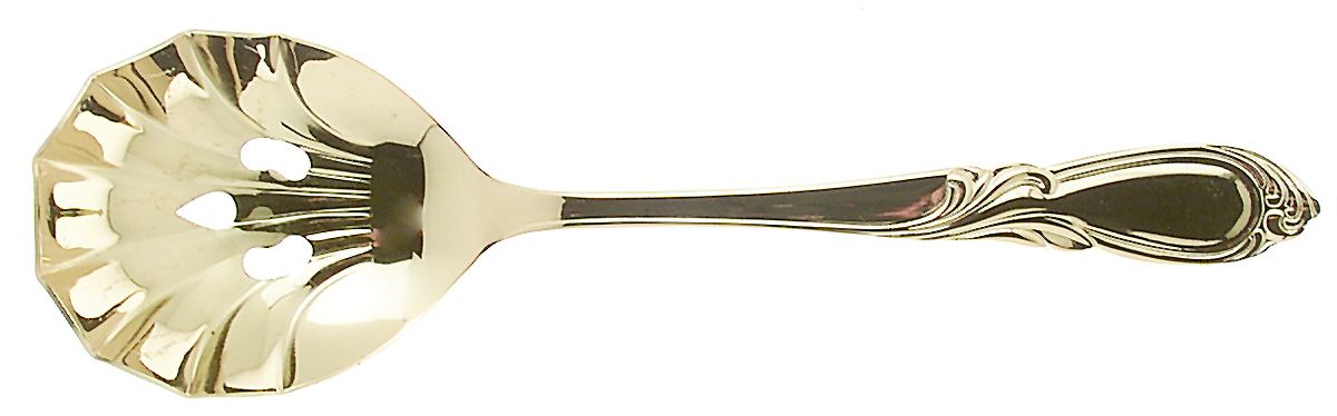Stephanie (Gold Electroplate) Pierced Solid Serving Spoon by Retroneu-1
