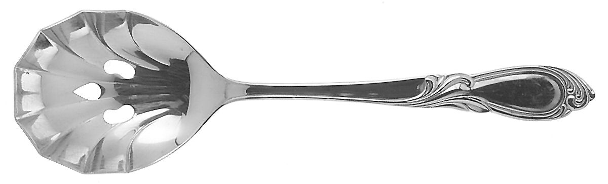 Stephanie (Stainless) Pierced Solid Serving Spoon by Retroneu-1