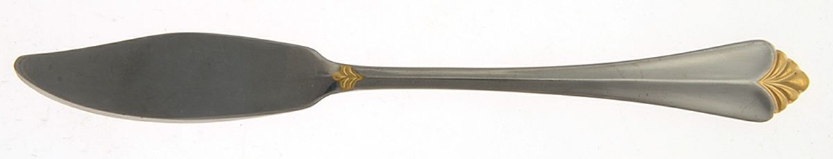Whitney-Gold (Stainless, Gold Acct) Flat Handle Master Butter Knife by Retroneu-1