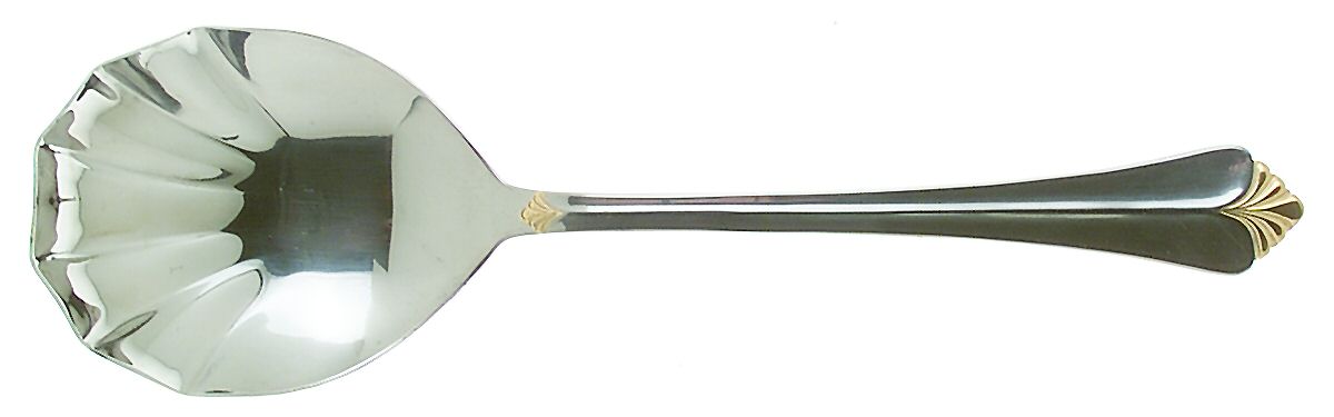 Whitney-Gold (Stainless, Gold Acct) Solid Serving Spoon by Retroneu-1