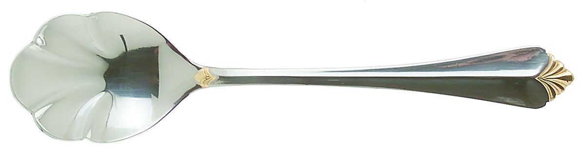 Whitney-Gold (Stainless, Gold Acct) Sugar Shell Spoon by Retroneu-1
