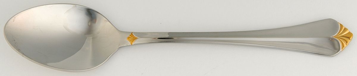 Whitney-Gold (Stainless, Gold Acct) Place/Oval Soup Spoon by Retroneu-1