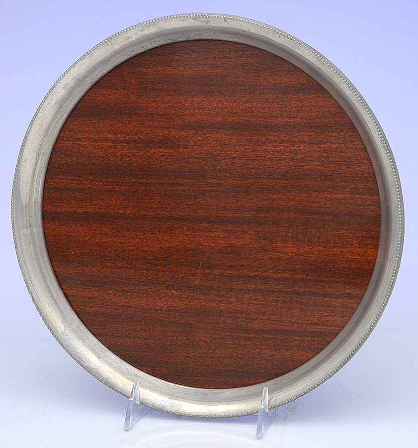 RVS7 (Pewter, Hollwware) Brown Formica Center Round Tray by Revere Silver-1