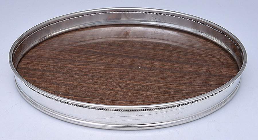 RVS7 (Pewter, Hollwware) Brown Formica Center Round Tray by Revere Silver-1