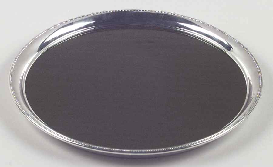 Sterling Hollowware Round Tray with Lucite Center by Revere Silver-1