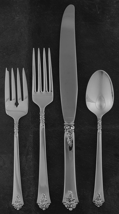 Castle Rose (Sterling, 1942) 4 Piece Place Size Setting by Royal Crest-1