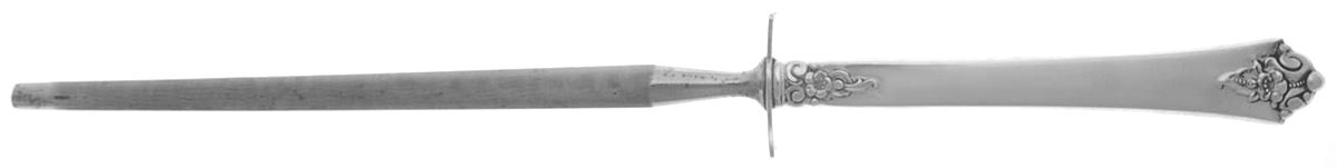 Castle Rose (Sterling, 1942) Large Knife Sharpener-Steel Rod w/Sterling Guard by Royal Crest-1