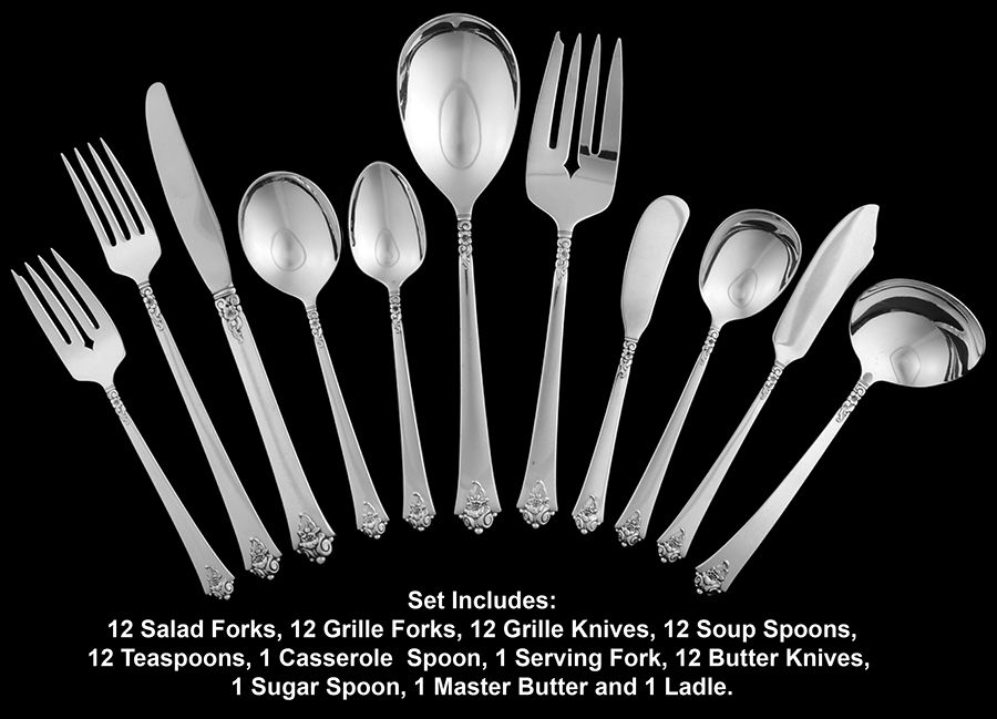 Castle Rose (Sterling, 1942) 77 Piece Set by Royal Crest-1