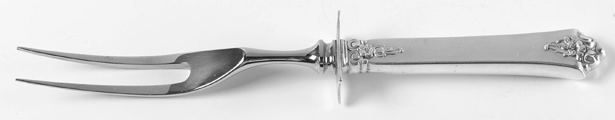 Castle Rose (Sterling, 1942) Small Carving Fork W/Sterling Guard by Royal Crest-1