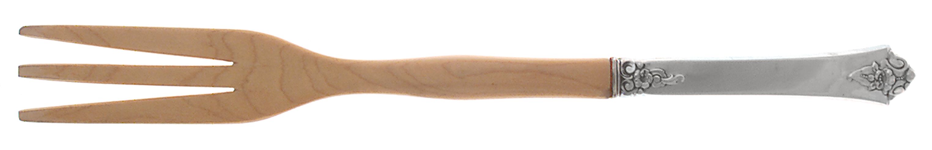 Castle Rose (Sterling, 1942) Salad Serving Fork with Wooden Prongs by Royal Crest-1
