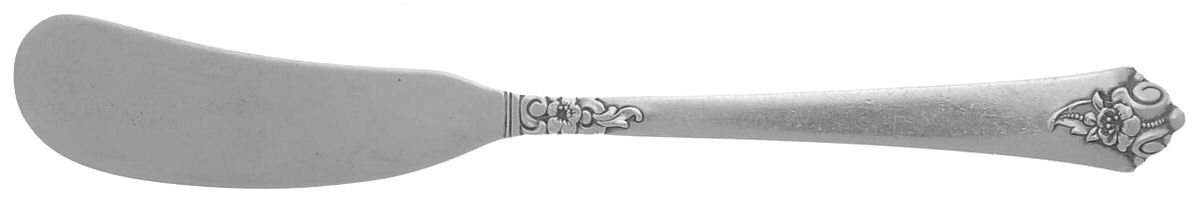 Castle Rose (Sterling, 1942) Flat Handle Butter Spreader by Royal Crest-1