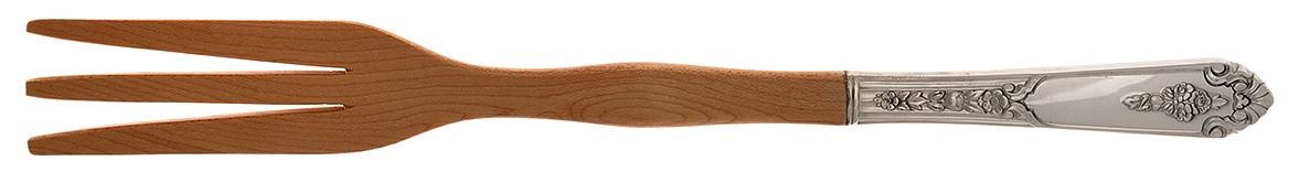 Promise (Sterling, 1948) Salad Serving Fork with Wooden Prongs by Royal Crest-1