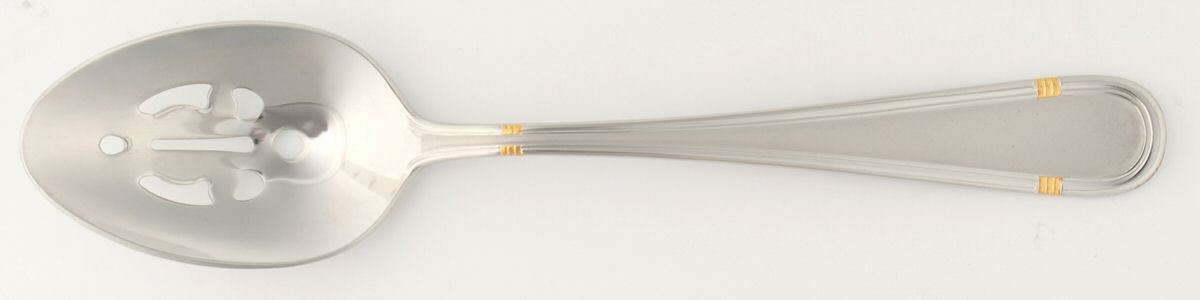 RBL10 (STAINLESS, GOLD ACCT) Pierced Tablespoon (Serving Spoon) by Roberts & Belk-1