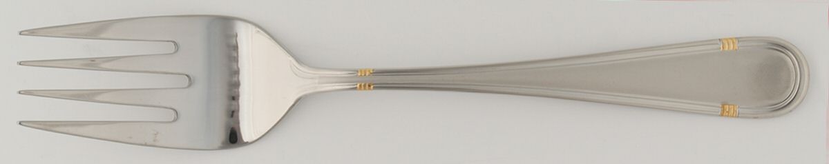 RBL10 (STAINLESS, GOLD ACCT) Large Solid Cold Meat Serving Fork by Roberts & Belk-1