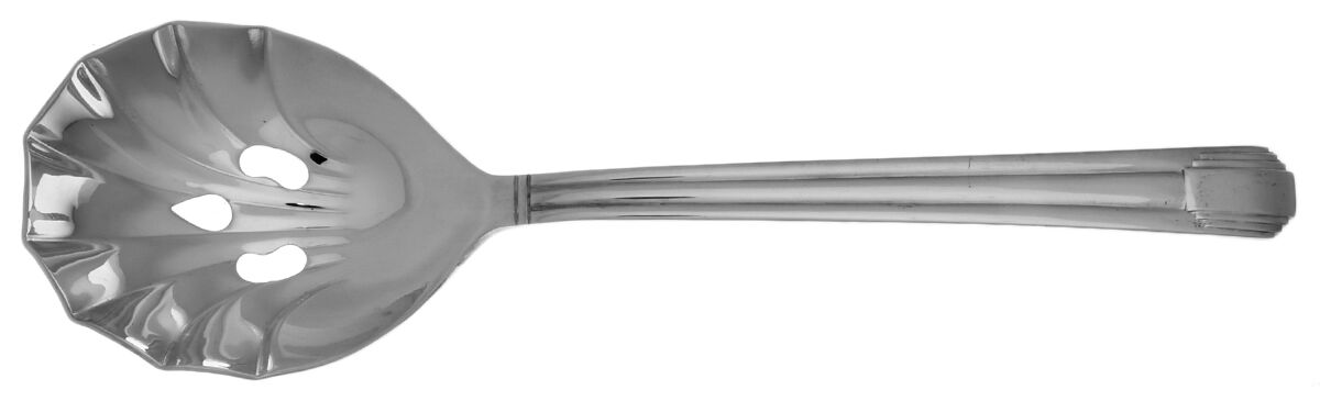 Ile De France (Silverplate) Pierced Solid Serving Spoon by Retroneu-1
