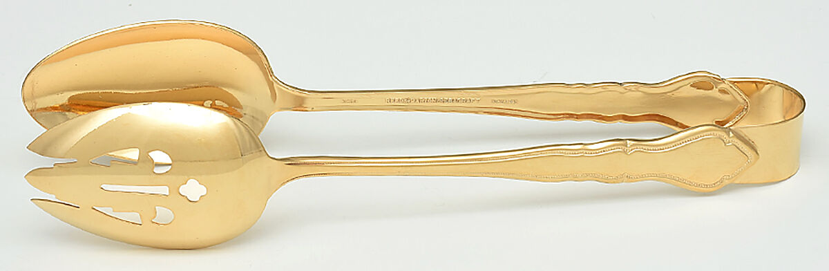 Golden Carriage (Gold Electroplate) Salad Tongs Solid HC by Reed & Barton-1