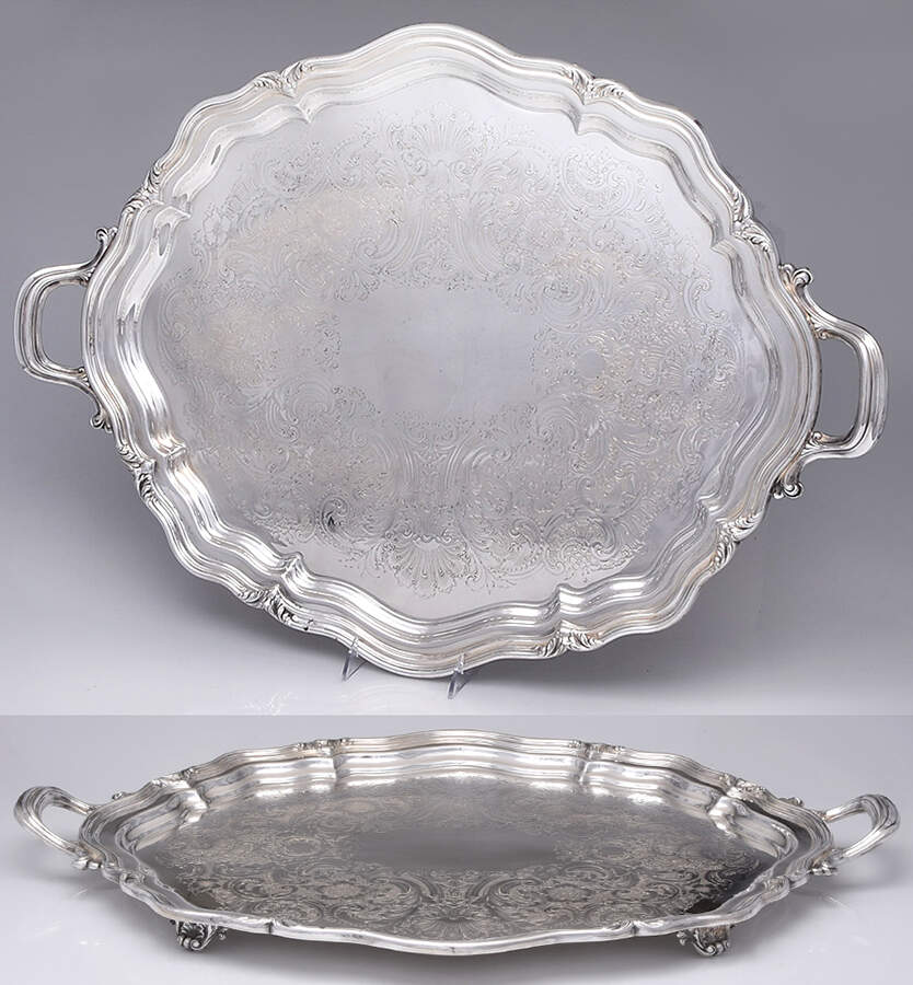 The Winthrop (Chased, Silverplate) Large Footed Waiter Tray by Reed & Barton-1