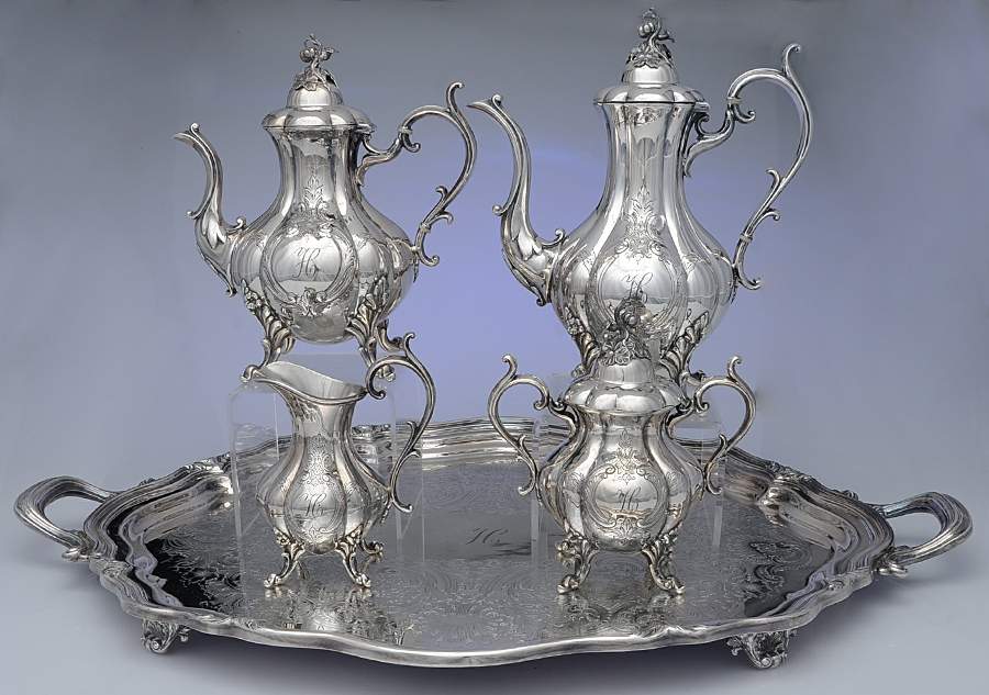 The Winthrop (Silverplate, Hollowware) (5 Pc) Tea Set (PCP1,PTP1,PSU1,PCR1,PWTLF1) by Reed & Barton-1
