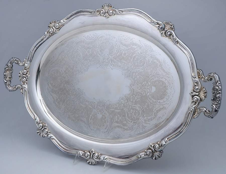 Regent-Chased (5600C, Silverplate, Hollowware) Large Silverplate Waiter Tray by Reed & Barton-1