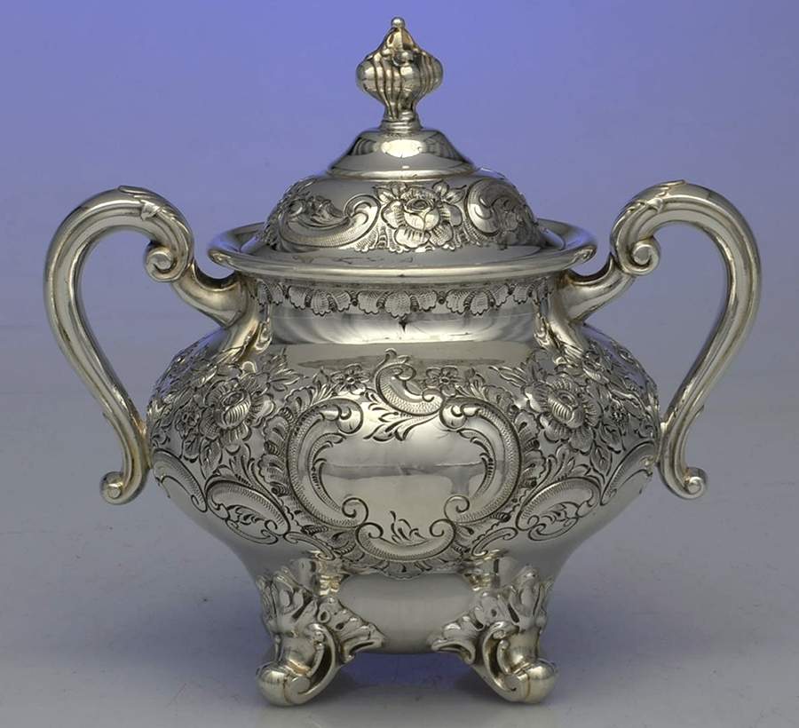 Regent-Chased (5600C, Silverplate, Hollowware) Sugar Bowl & Lid by Reed & Barton-1