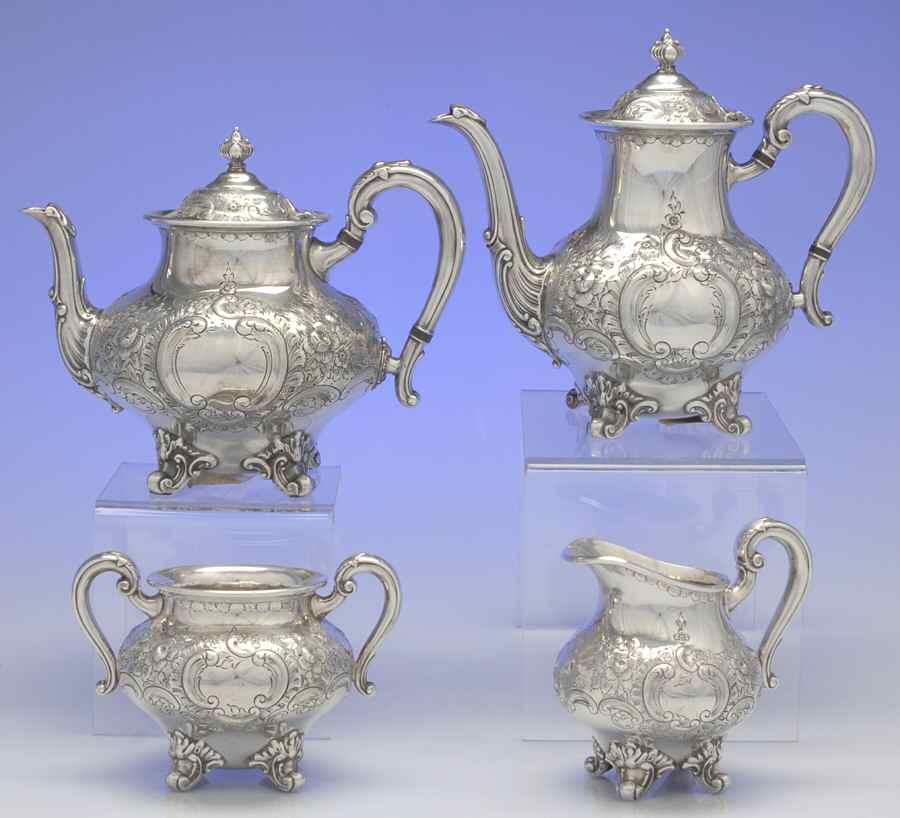 Regent-Chased (5600C, Silverplate, Hollowware) (4 Piece) Silverplate Tea Set by Reed & Barton-1