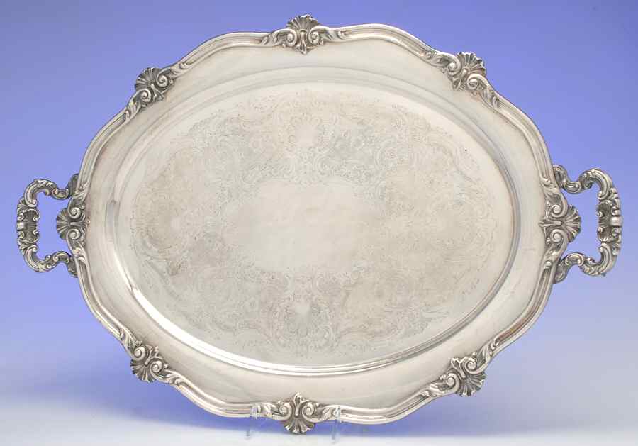 Regent-Chased (5600C, Silverplate, Hollowware) Large Silverplate Waiter Tray by Reed & Barton-1