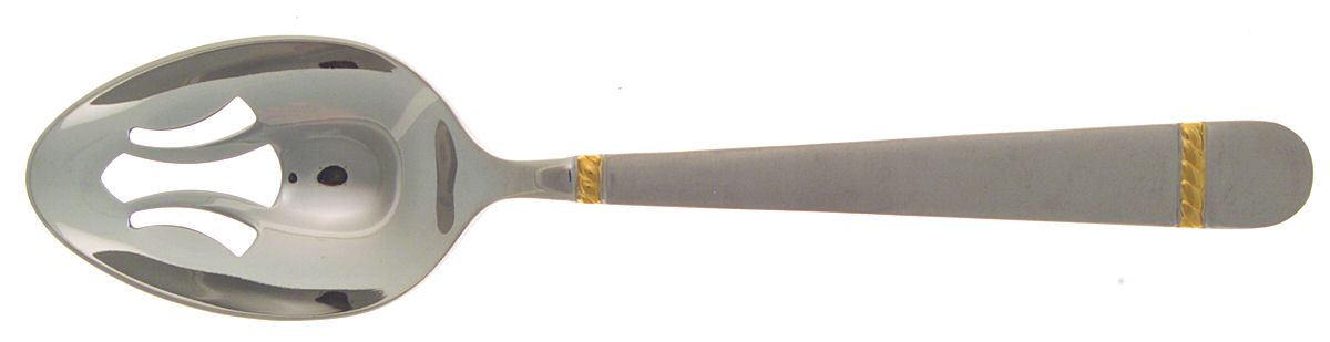 Brighton Gold-Matte (Stainless) Pierced Tablespoon (Serving Spoon) by Reed & Barton-1