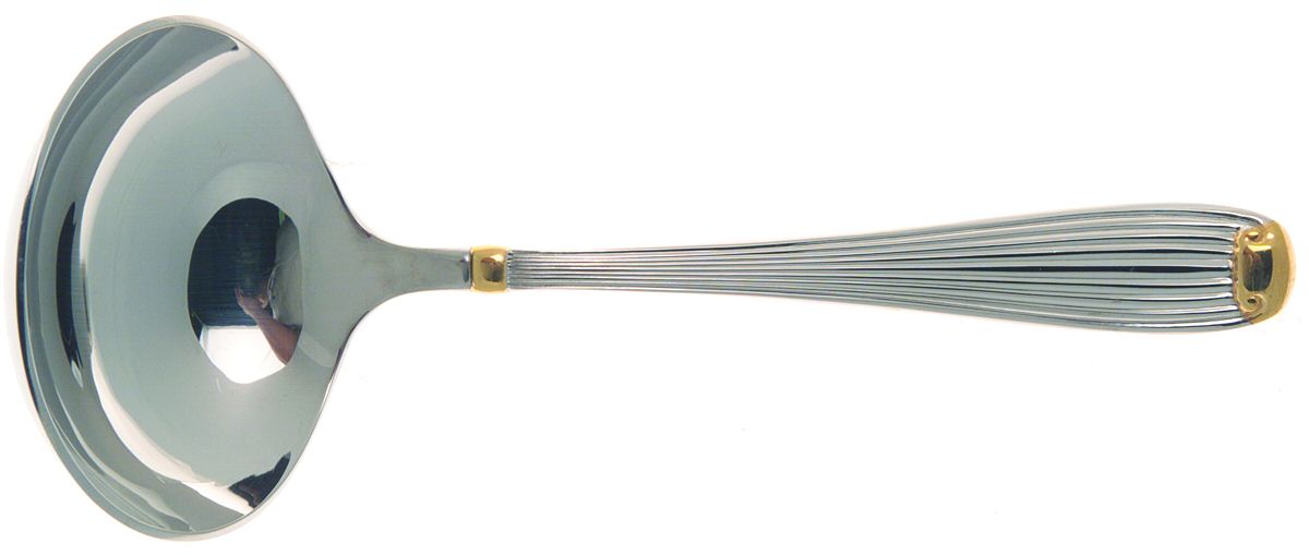 Golden Fluted Scroll (Stainless) Solid Gravy Ladle by Reed & Barton-1