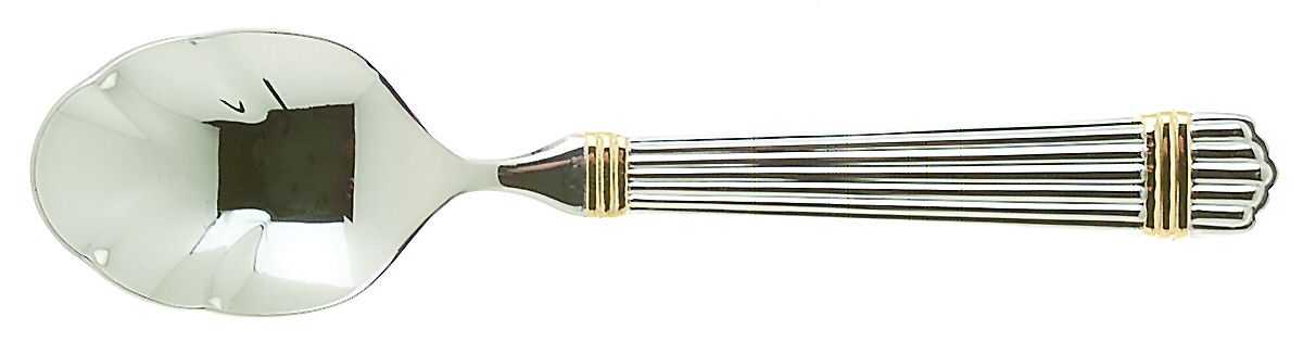 Gold Espirit (Stainless, Gold Acct) Sugar Shell Spoon by Roberts & Belk-1