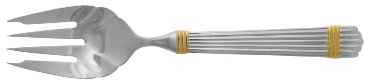 Gold Espirit (Stainless, Gold Acct) Medium Solid Cold Meat Serving Fork by Roberts & Belk-1