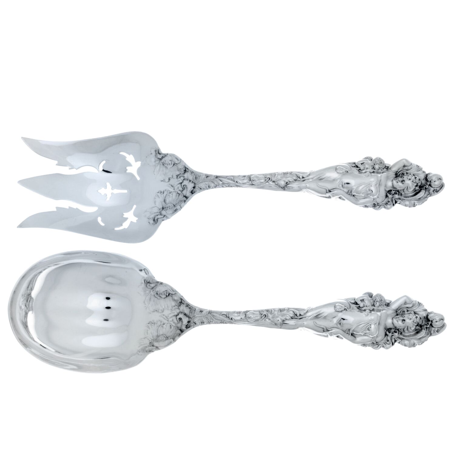 Love Disarmed (Sterling, Newer) Solid Oversized Serving Salad Set by Reed & Barton-1