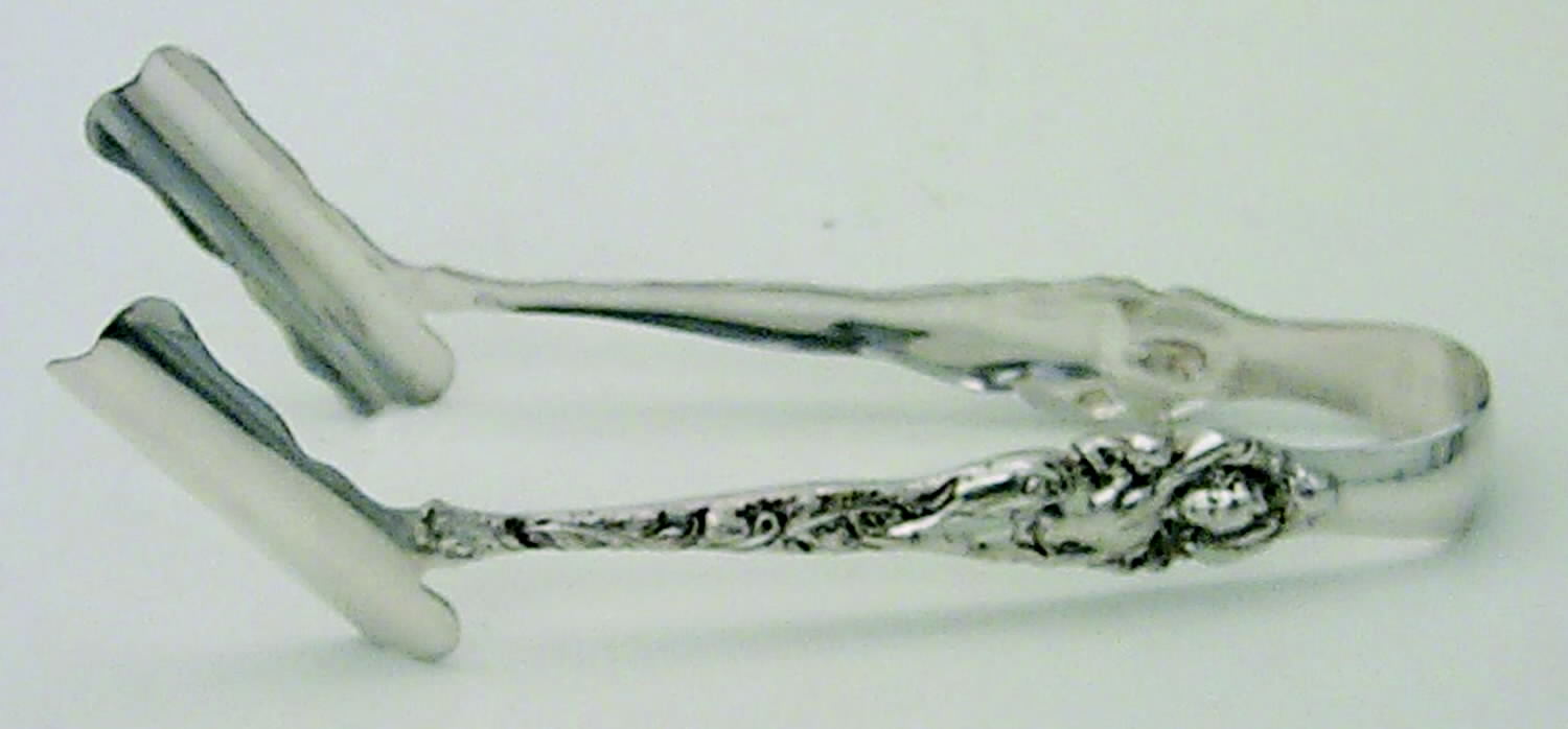 Love Disarmed (Sterling, Newer) Solid Individual Asparagus Tongs by Reed & Barton-1