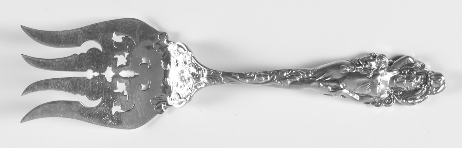 Love Disarmed (Sterling, Newer) Large Solid Fish Serving Fork by Reed & Barton-1