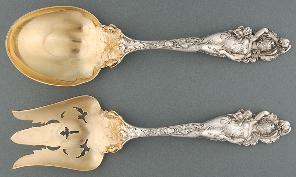Love Disarmed (Sterling, Newer) Solid Oversized Serving Salad Set by Reed & Barton-1