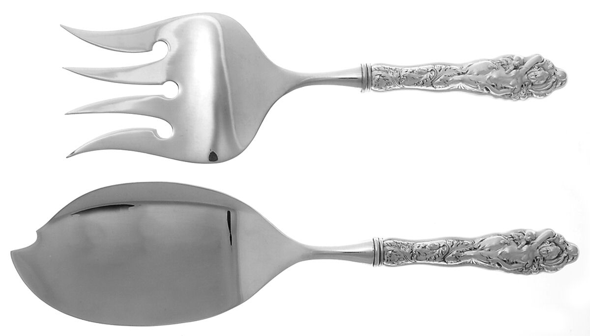 Love Disarmed (Sterling, Newer) Hollow Handle Fish Serving Set, Silverplate Blade by Reed & Barton-1