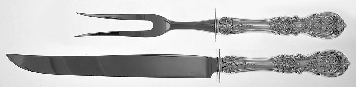 Francis I (Sterling, "Reed & Barton") (2 Pc)Carving Set-Lg Stnbl/Roast w/Sterling Guard by Reed & Barton-1