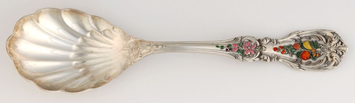 Francis I (Sterling, "Reed & Barton") Enameled Handle Sugar Shell Spoon by Reed & Barton-1