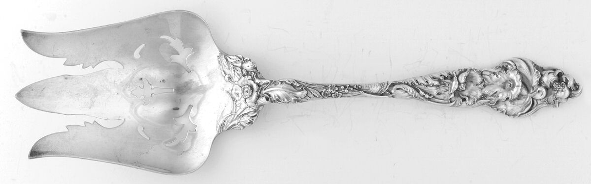 Les Six Fleurs (Sterling) Oversize Solid Salad Servng Fork by Reed & Barton-1
