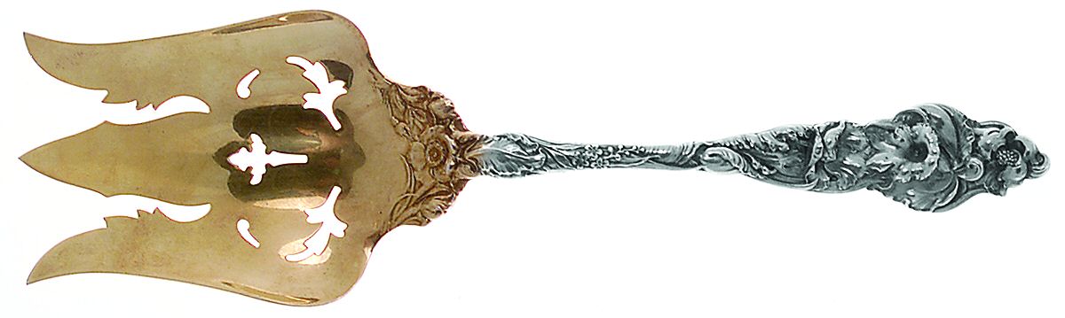 Les Six Fleurs (Sterling) Oversize Solid Salad Servng Fork by Reed & Barton-1