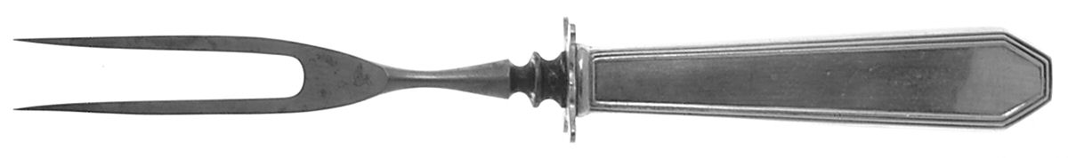 Queen Anne-Plain (Sterling, 1910, No Monos) Small Steak Carving Fork with Stainless Prongs by Reed & Barton-1