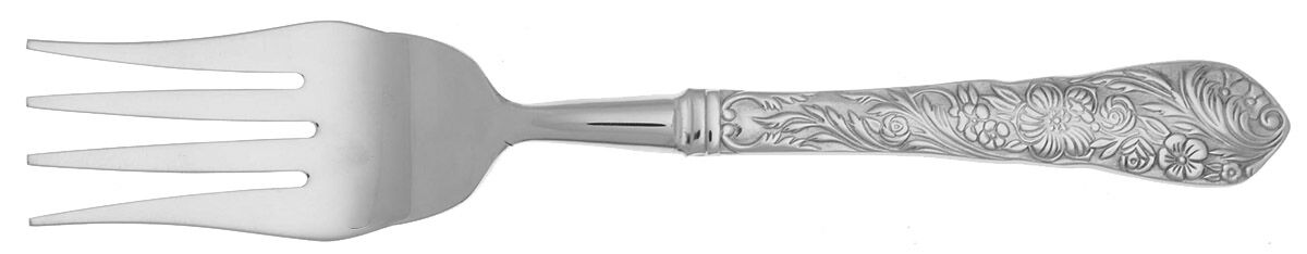 Flora (Stainless) Cold Meat Fork Large, Stainless Tines HC by Reed & Barton-1