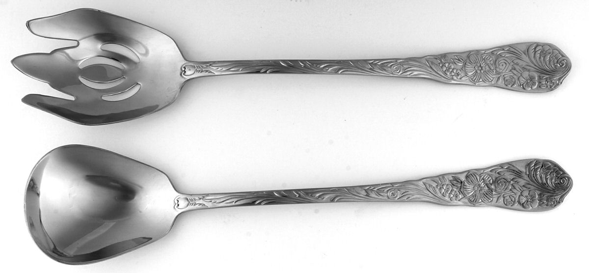 Flora (Stainless) Solid Oversized Serving Salad Set by Reed & Barton-1