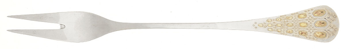 Romance (Sterling, Gold Acct) Small 2-Tine Cold Meat Serving Fork by Rosenthal-1